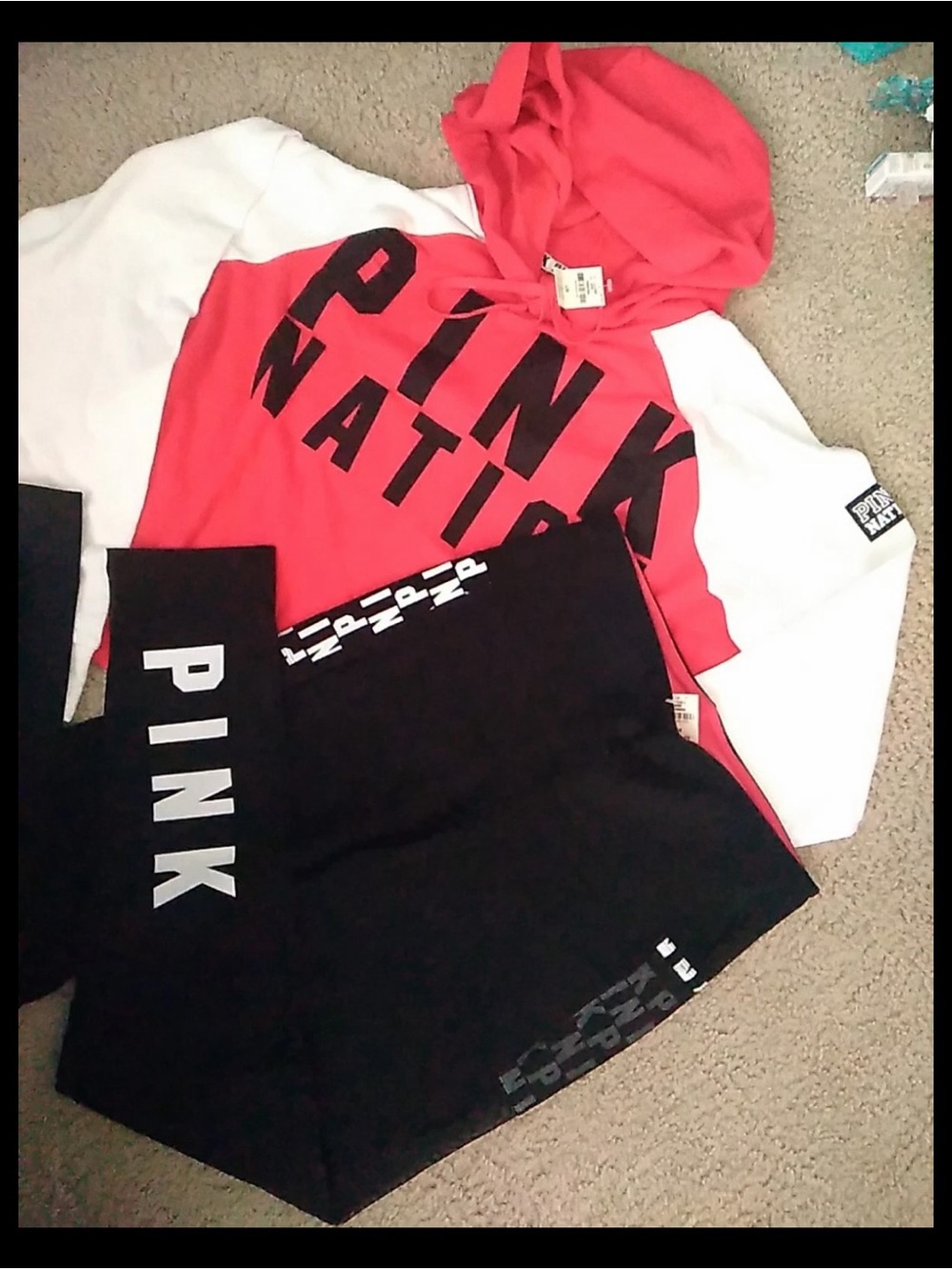 PINK Victoria's Secret Cropped Hoodie with PINK NATION Logo SIZE LG